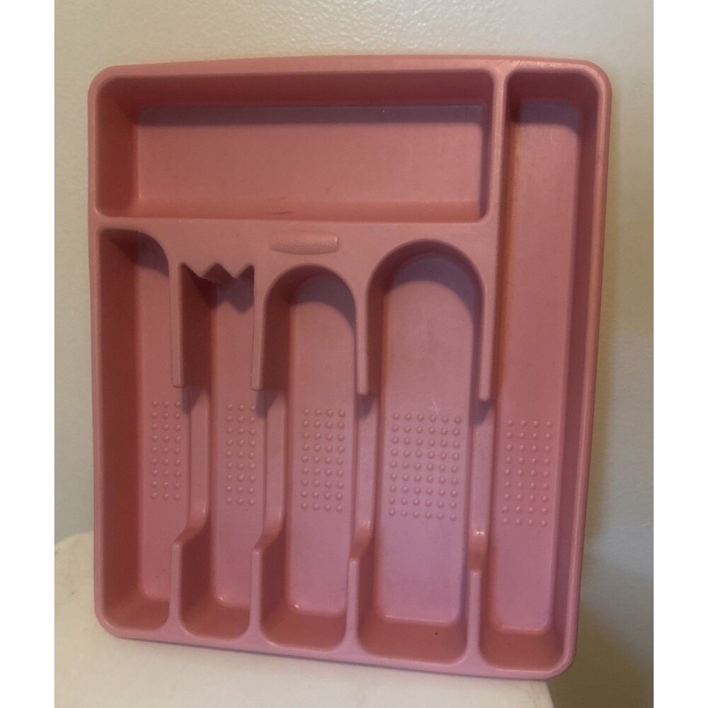 Vtg Rubbermaid #2925 Pink Utensil Tray Organizer *small crack* See Description